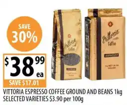 Supabarn Vittoria espresso coffee ground and beans offer