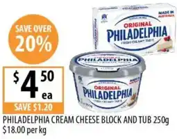 Supabarn Philadelphia cream cheese block and tub offer