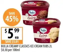 Supabarn Bulla creamy classics ice cream tubs offer