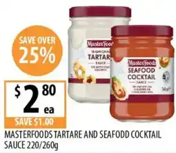 Supabarn Masterfoods tartare and seafodd cocktail sauce offer