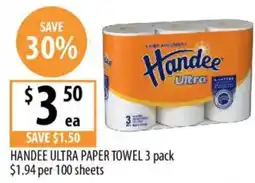 Supabarn Handee ultra paper towel offer