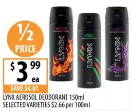 Supabarn Lynx aerosol deodorant offer