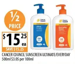 Supabarn Cancer council sunscreen ultimate/everyday offer