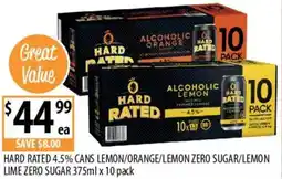 Supabarn Hard rated 4.5% cans lemon/orange/lemon zero sugar/lemon lime zero sugar offer