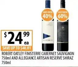 Supabarn Robert oatley finisterre cabernet sauvignon and allegiance artisan reserve shiraz offer