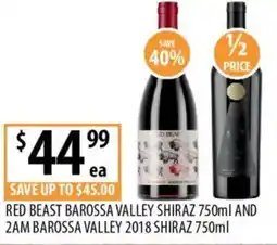 Supabarn Red beast barossa valley shiraz and 2am barossa valley 2018 shiraz offer