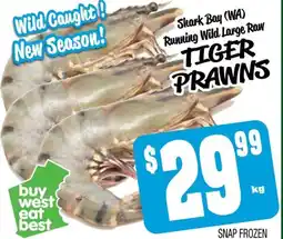 Farmer Jack's Shark bay (wa) running wild large raw tiger prawns offer