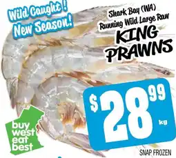 Farmer Jack's Shark bay (wa) running wild large raw king prawns offer