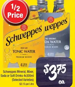 Farmer Jack's Schweppes Mineral, Mixer, Soda or Soft Drinks offer