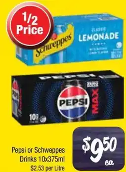 Farmer Jack's Pepsi or Schweppes Drinks offer