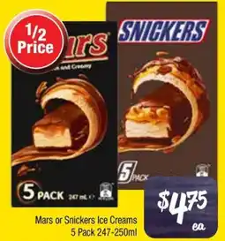 Farmer Jack's Mars or Snickers Ice Creams offer