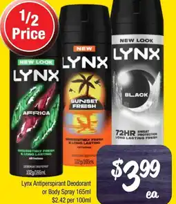 Farmer Jack's Lynx Antiperspirant Deodorant or Body Spray offer