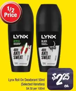 Farmer Jack's Lynx Roll On Deodorant offer