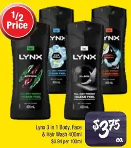Farmer Jack's Lynx 3 in 1 Body, Face & Hair Wash offer