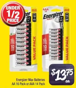 Farmer Jack's Energizer Max Batteries AA or AAA offer