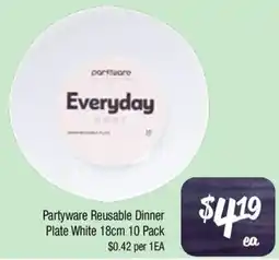 Farmer Jack's Partyware Reusable Dinner Plate White offer