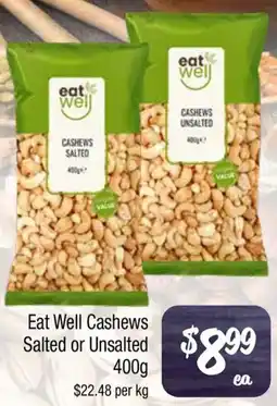 Farmer Jack's Eat Well Cashews Salted or Unsalted offer