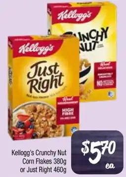 Farmer Jack's Kellogg's Crunchy Nut Corn Flakes or Just Right offer