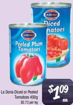 Farmer Jack's La Doria Diced or Peeled Tomatoes offer