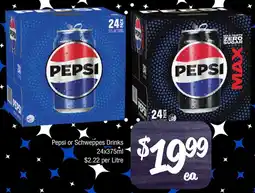 Farmer Jack's Pepsi or Schweppes Drinks offer