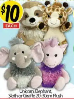 NQR Unicom, Elephant, Sloth or Giraffe Plush offer
