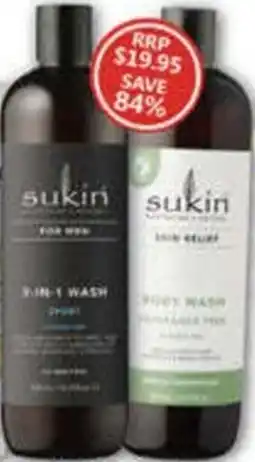 NQR Sukin 3 in 1 Sport or Body Wash offer