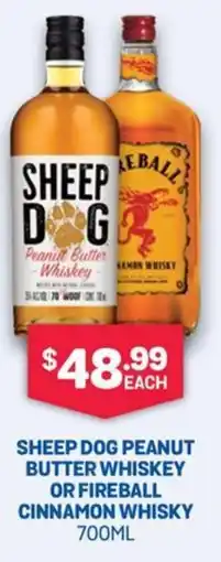 SipnSave Sheep dog peanut butter whiskey or fireball cinnamon whisky offer