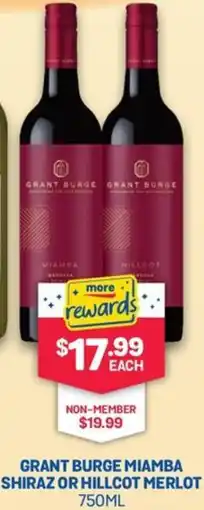 SipnSave Grant burge miamba shiraz or hillcot merlot offer