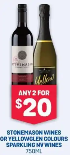 SipnSave Stonemason wines or yellowglen colours sparkling nv wines offer