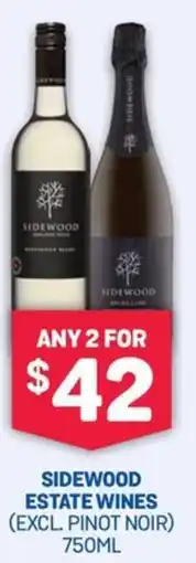 SipnSave Sidewood estate wines (excl. pinot noir) offer
