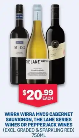 SipnSave Wirra wirra mvcg cabernet sauvignon, the lane series wines or pepperjack wines offer