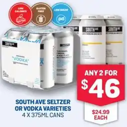 SipnSave SOUTH AVE SELTZER OR VODKA VARIETIES offer