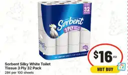 IGA Sorbent Silky White Toilet Tissue 3 Ply offer
