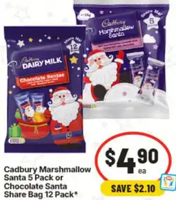 IGA Cadbury Marshmallow Santa or Chocolate Santa Share Bag offer