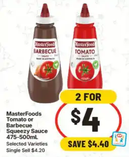 IGA MasterFoods Tomato or Barbecue Squeezy Sauce offer
