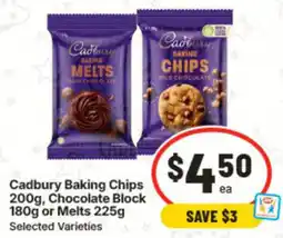 IGA Cadbury Baking Chips , Chocolate Block offer