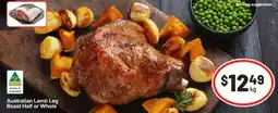 IGA Australian Lamb Leg Roast Half or Whole offer