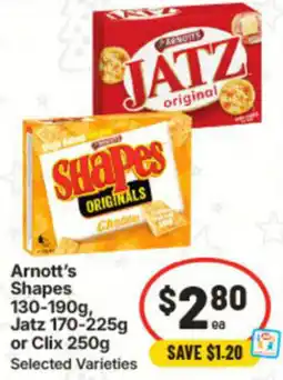 IGA Arnott's Shapes , Jatz or Clix offer