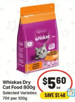 IGA Whiskas Dry Cat Food offer