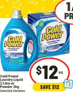 IGA Cold Power Laundry Liquid or Powder offer