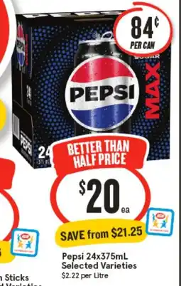 IGA Pepsi 24x375mL offer