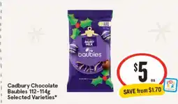 IGA Cadbury Chocolate Baubles 112-114g offer