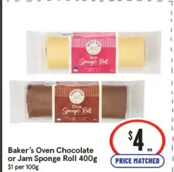 IGA Baker's Oven Chocolate or Jam Sponge Roll offer