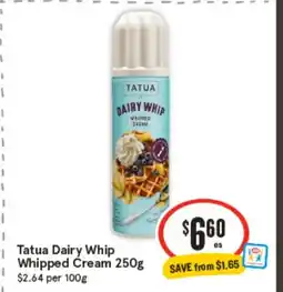 IGA Tatua Dairy Whip Whipped Cream offer