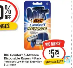 IGA Bic comfort 3 advance disposable razors 4 pack offer