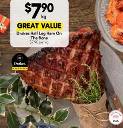 Drakes Drakes half leg ham on the bone offer