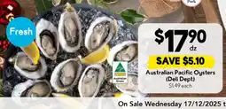 Drakes Fresh australian pacific oysters offer