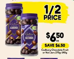 Drakes Cadbury chocolate fruit or nut jars offer