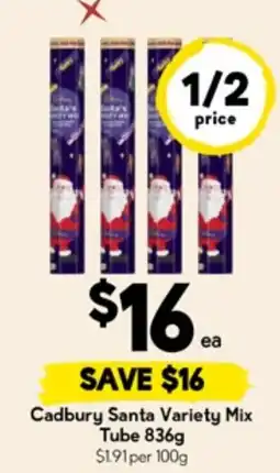 Drakes Cadbury Santa Variety Mix Tube offer