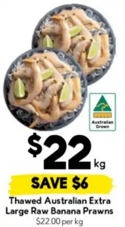 Drakes Thawed Australian Extra Large Raw Banana Prawns offer